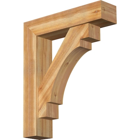 Ekena Millwork Merced Block Rough Sawn Bracket w/ Offset Brace, Western Red Cedar, 8"W x 34"D x 40"H BKT0806X34X40MRC05RWR